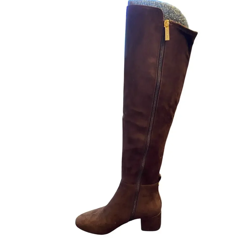 Michael Kors Braden Mid Boots Block Heel Faux Suede Going Out Fall Festival 5.5M